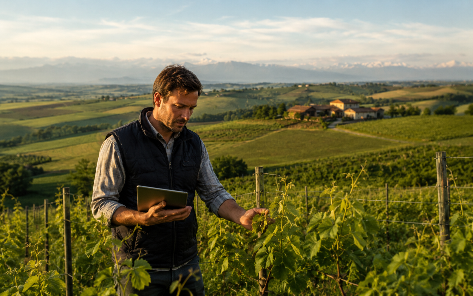 Agronomo durante un sopralluogo in campo