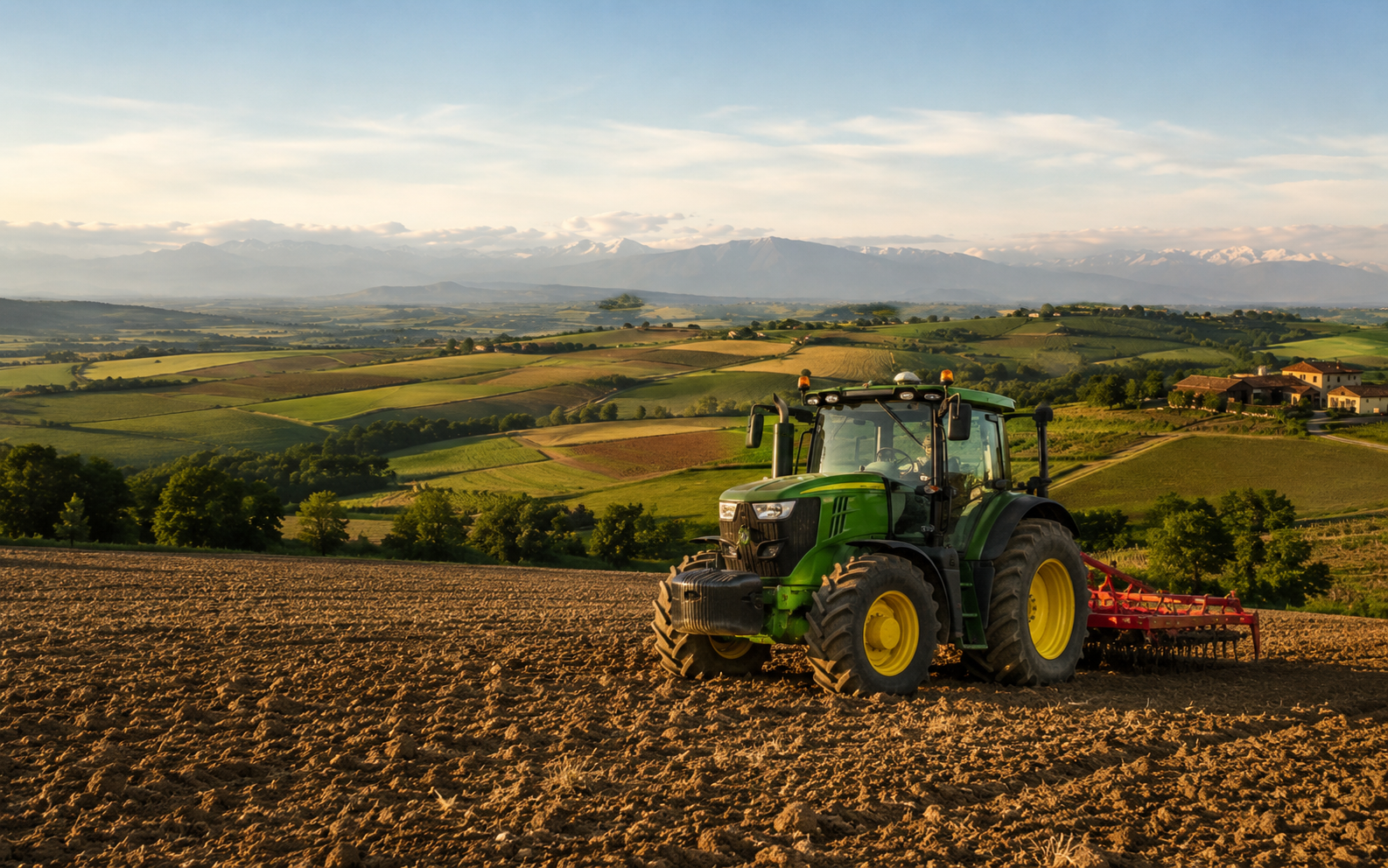 Lavorazione del terreno in un'azienda agricola lombarda